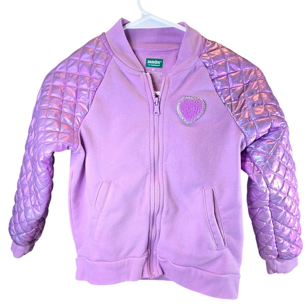 365kids from‎ Garanimals Girls Purple Unicorn Bomber Jacket Iridescent Sleeves 8